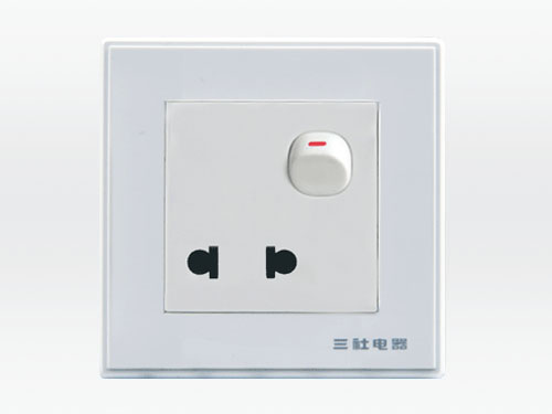 10A 250V～Two-pole round flat dual-purpose socket with switch